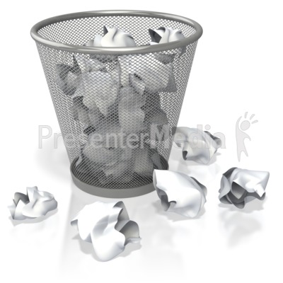 Garbage Can Filled With Paper   Presentation Clipart   Great Clipart