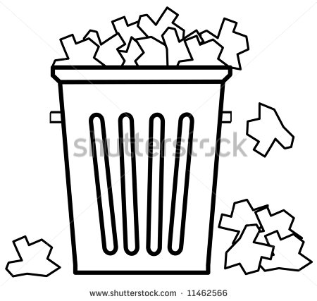 Outline Of Garbage Can Overflowing With Trash   Vector   11462566