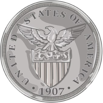 Clip Art Of A Round Silver Coin With An Eagle And Sheld On It