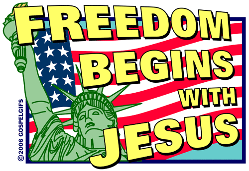 Freedom Begins With Jesus  Yellow      Free Christian Graphics
