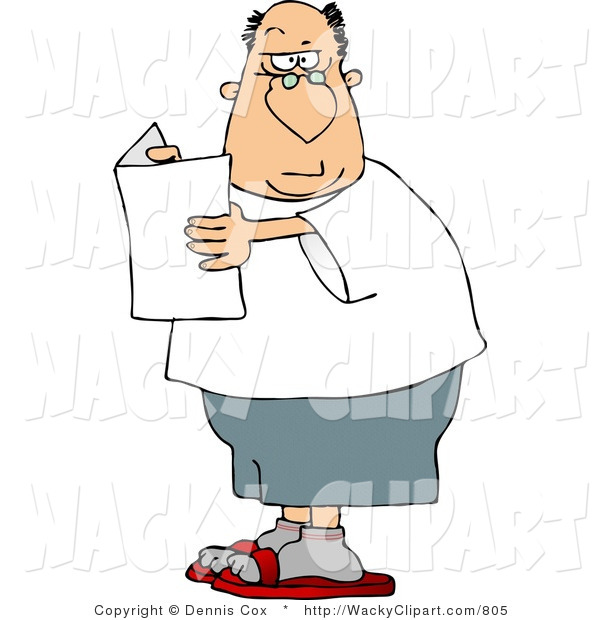 Clipart Of A Confused Customer Man Holding A Blank Flier And Raising