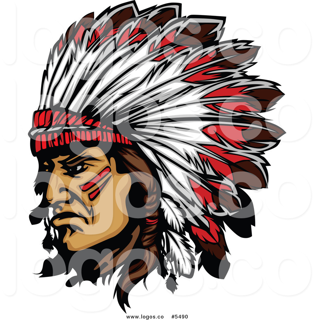 Royalty Free Vector Of A Logo Of A Native American Indian Chief And
