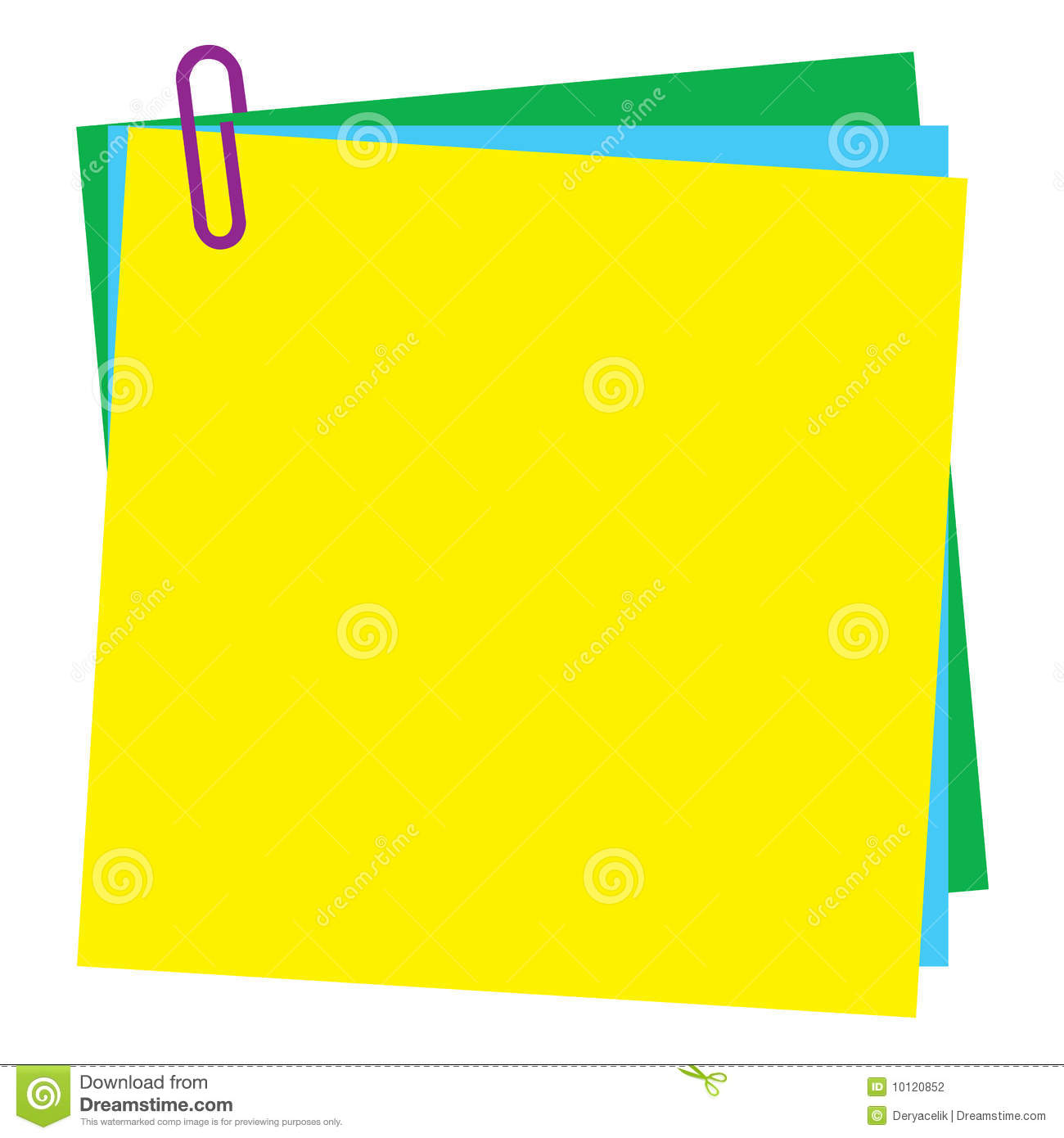 Blank Post It Note Paper With Paperclip Stock Photography   Image