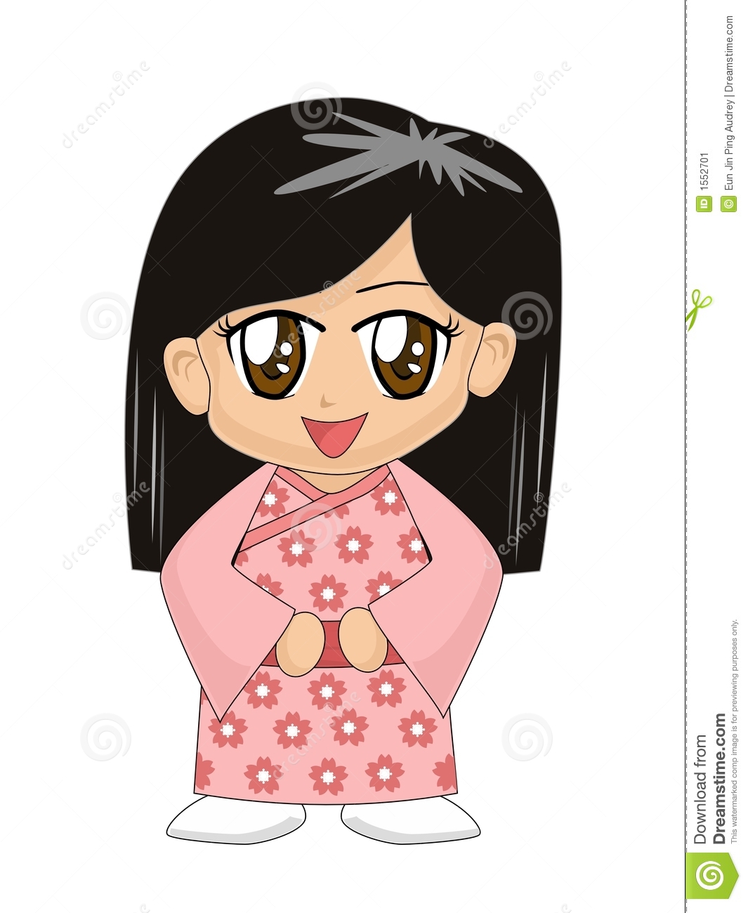 Cartoon Girl In Kimono Stock Image   Image  1552701