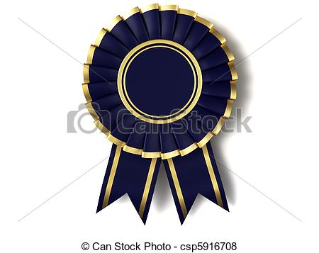 Stock Illustration Of Dark Blue Ribbon Award With A Gold Border On A