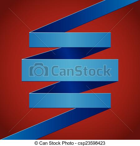 Vector Illustration Of Blue Paper Folded Ribbon On Dark Red Background