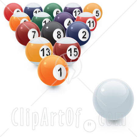 Balls And The Cue Ball Ready To Be Broken Clipart Illustration Jpg