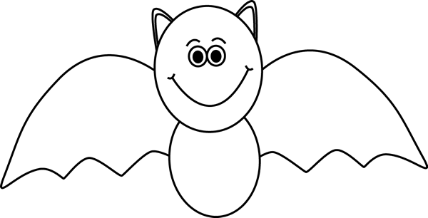     Bat Clip Art Image   Black And White Outline Of A Cute Halloween Bat