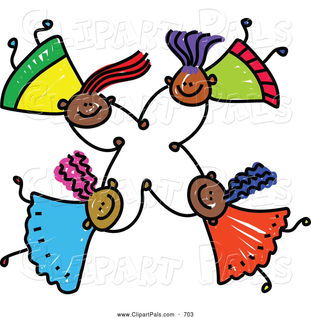 Friendly Clipart Pal Clipart Of A Childs Sketch Of Four Friendly Kids