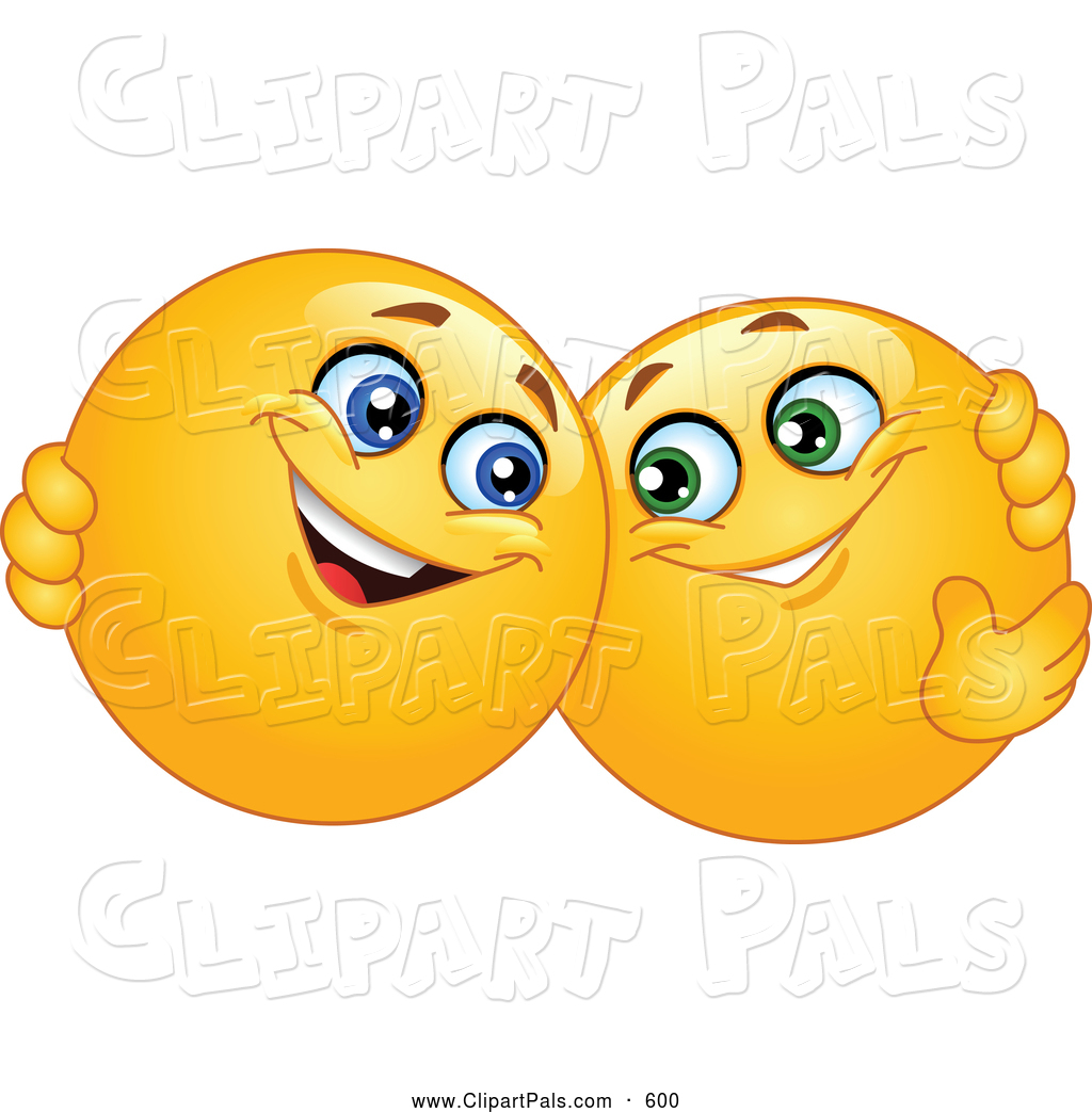 Friendly Yellow Smiley Face Emoticons Hugging Friend Clip Art Yayayoyo