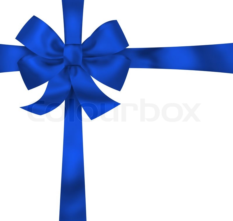 Stock Image Of  Gift Blue Ribbon And Bow Isolated On White Background