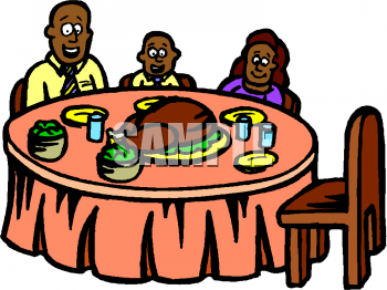 African American Family Dining Clipart