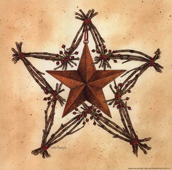 Barn Star With Star Wreath Fine Art Print