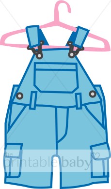 Blue Overalls On Hanger Clipart   Baby Clothing Clipart