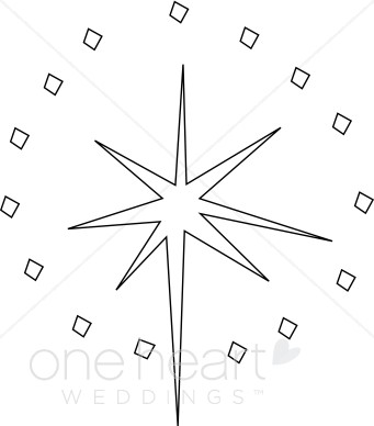 Star With Diamond Accent Line Art