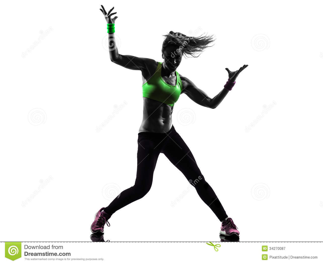 Woman Exercising Fitness Zumba Dancing Silhouette Royalty Free Stock