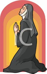 Catholic Nun Praying Clipart Picture