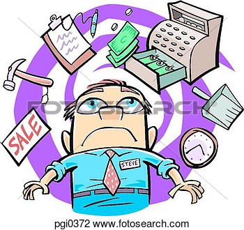 Clip Art Of Drawing Of A Busy Store Manager Pgi0372   Search Clipart