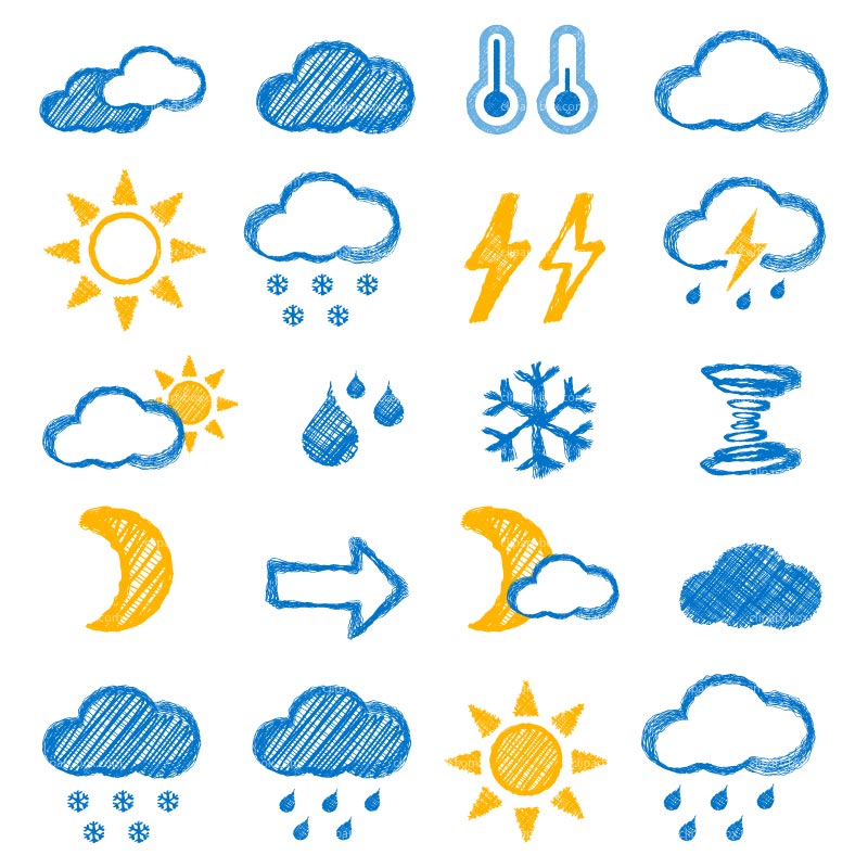 Clipart Sketch Weather Icons   Royalty Free Vector Design