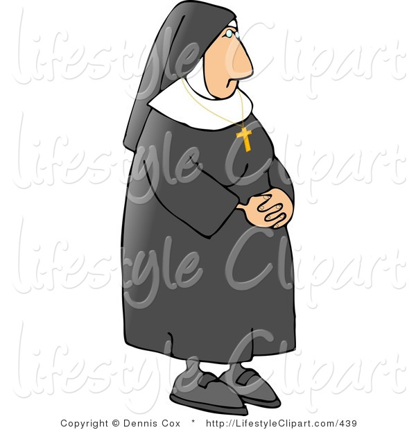 Lifestyle Clipart Of A Catholic Nun Wearing A Gold Cross Around Her