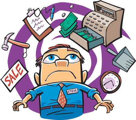 Stock Illustration   Drawing Of A Busy Store Manager