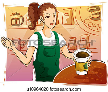Stock Illustration   Girl In Coffee Shop  Fotosearch   Search Clipart