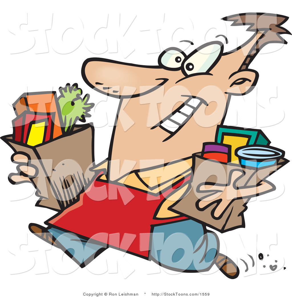 Store Manager Clipart Grocery Store Employee Carrying Groceries