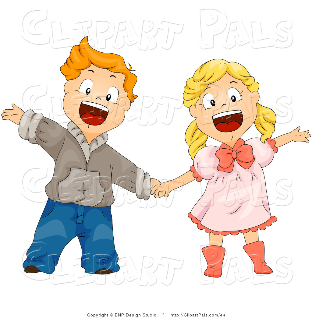 Studio Clipart Pal Clipart Of A Boy And Girl Shouting And Holding
