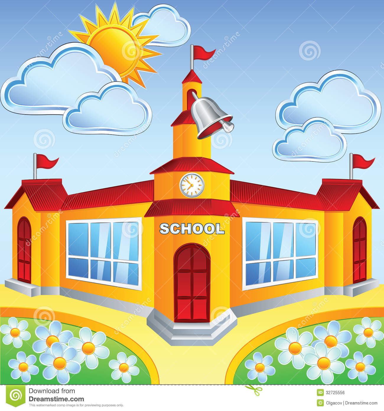 Vector Cartoon School Building Royalty Free Stock Image   Image    