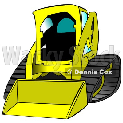 Yellow Bobcat Skid Steer Loader With Blue Window Tint Clipart Graphic