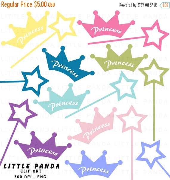 70  Off Sale Princess Crowns And Wands Digital Clip Art   Personal And