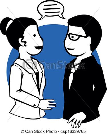 Clip Art Vector Of Sharing Man And A Woman Information Clipart