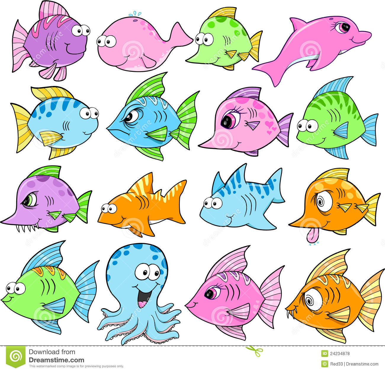 Cute Sea Animal Clipart Assorted Cute Sea Creatures In