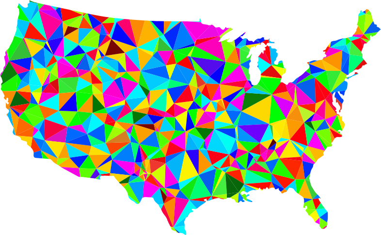 Flat Shaded Low Poly America Usa Map