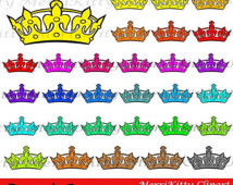 Off Sale Crowns   Instant Download   Rainbow Crown Silhouettes Clipart