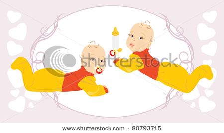 Vector Clip Art Picture Of Infant Identical Twins