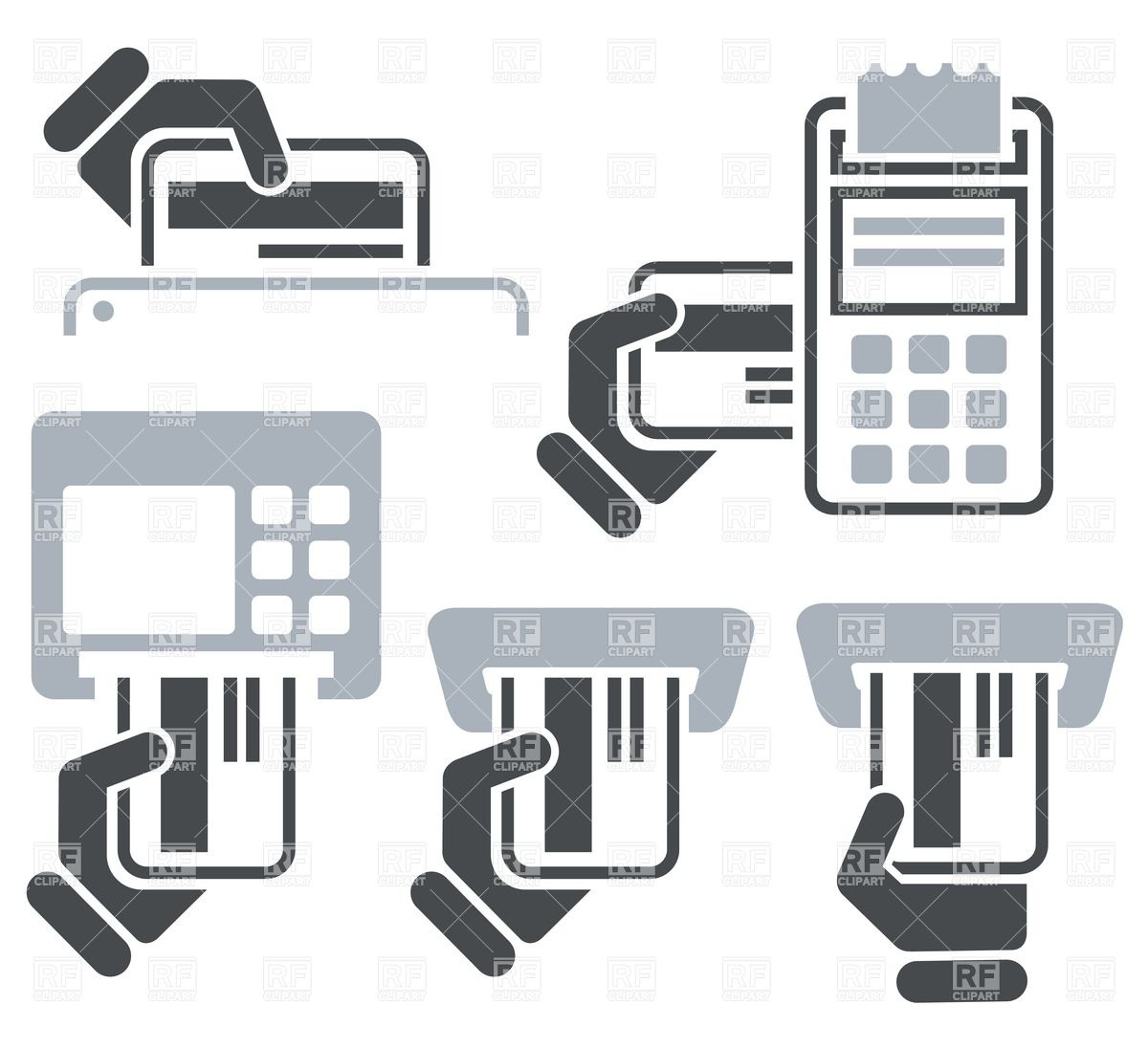 Atm Pos Terminal And Hand Credit Card Icons Download Royalty Free