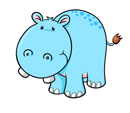 Cartoon Smiling Baby Blue Hippo   Custom Wall Decals Wall Decal