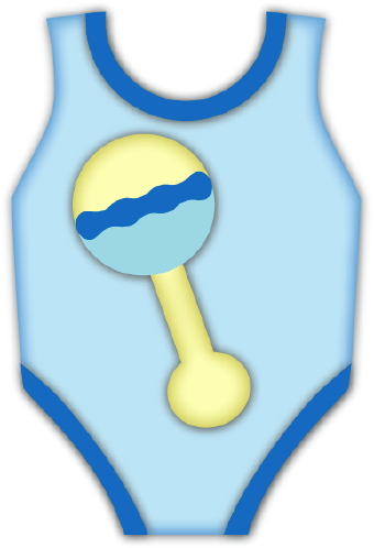 Clip Art Of A Blue Baby Boy Onesie With A Picture Of A Rattle On The