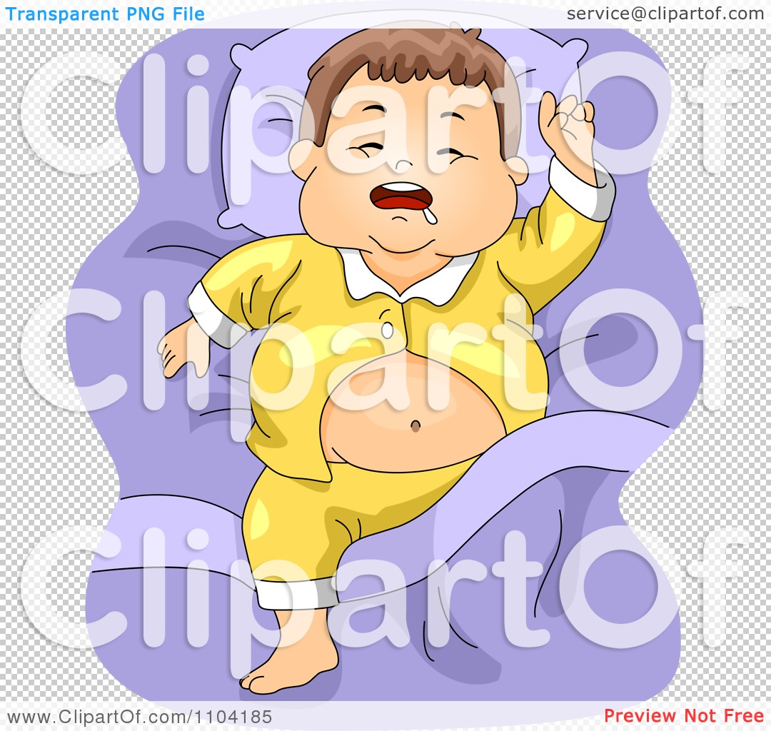 Clipart Overweight Brunette Boy Sleeping And Drooling   Royalty Free