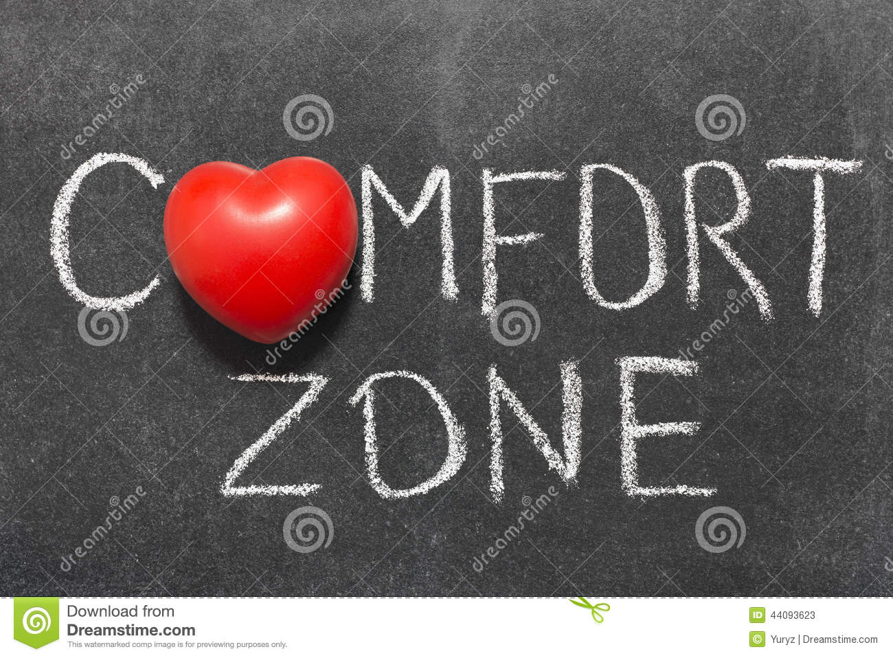 Comfort Zone Phrase Handwritten On Blackboard With Heart Symbol