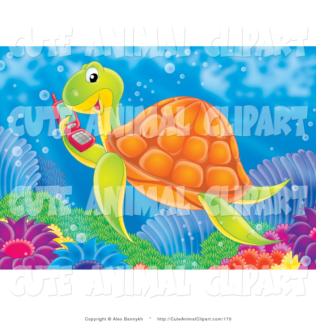 Red Cell Phone Cute Tortoise Two Sea Turtles Starfish And Octopus Cute