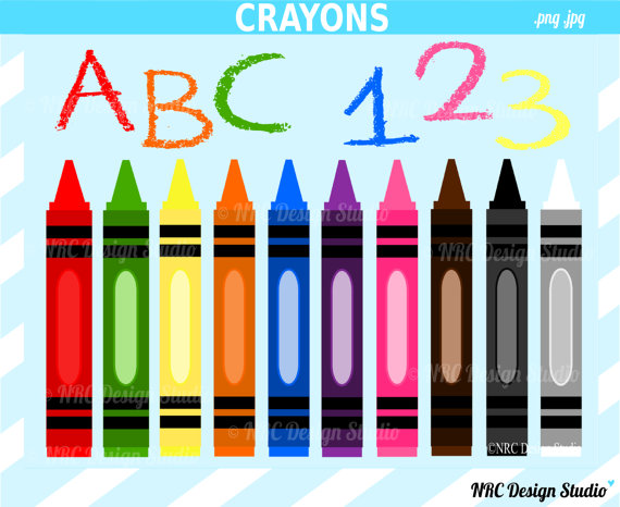 School Clip Art   Crayons Clip Art   Digital Crayons Clipart   School