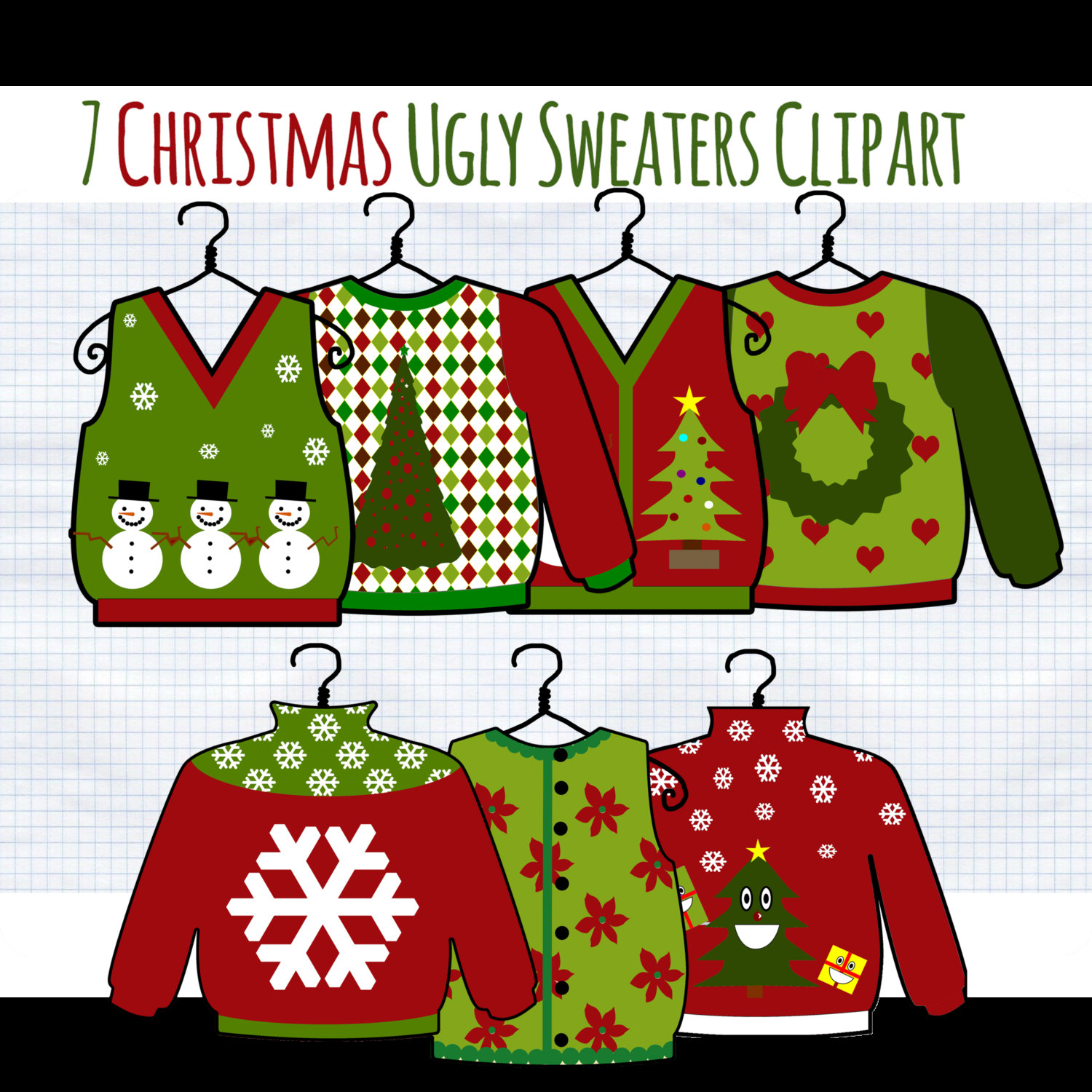 Christmas Clip Art Ugly Christmas Sweater Clipart By Digibonbons