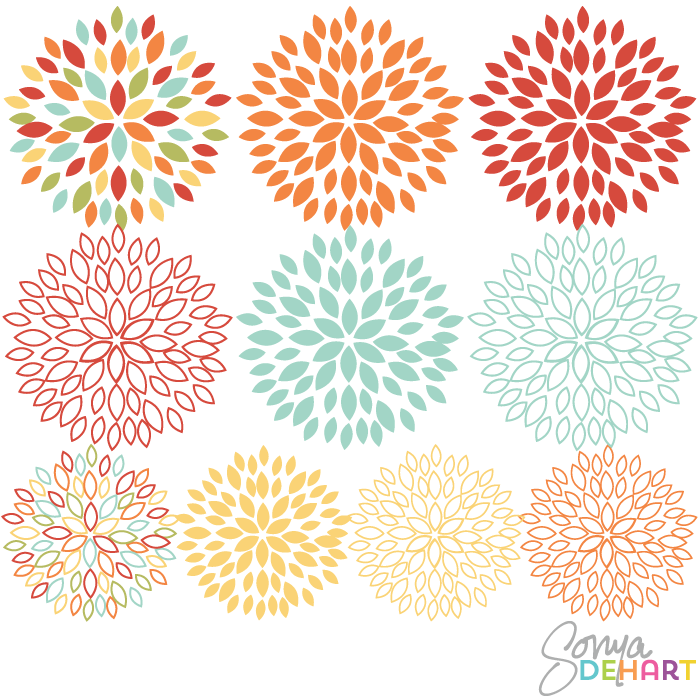 Clip Art Blooming Blossom Flowers