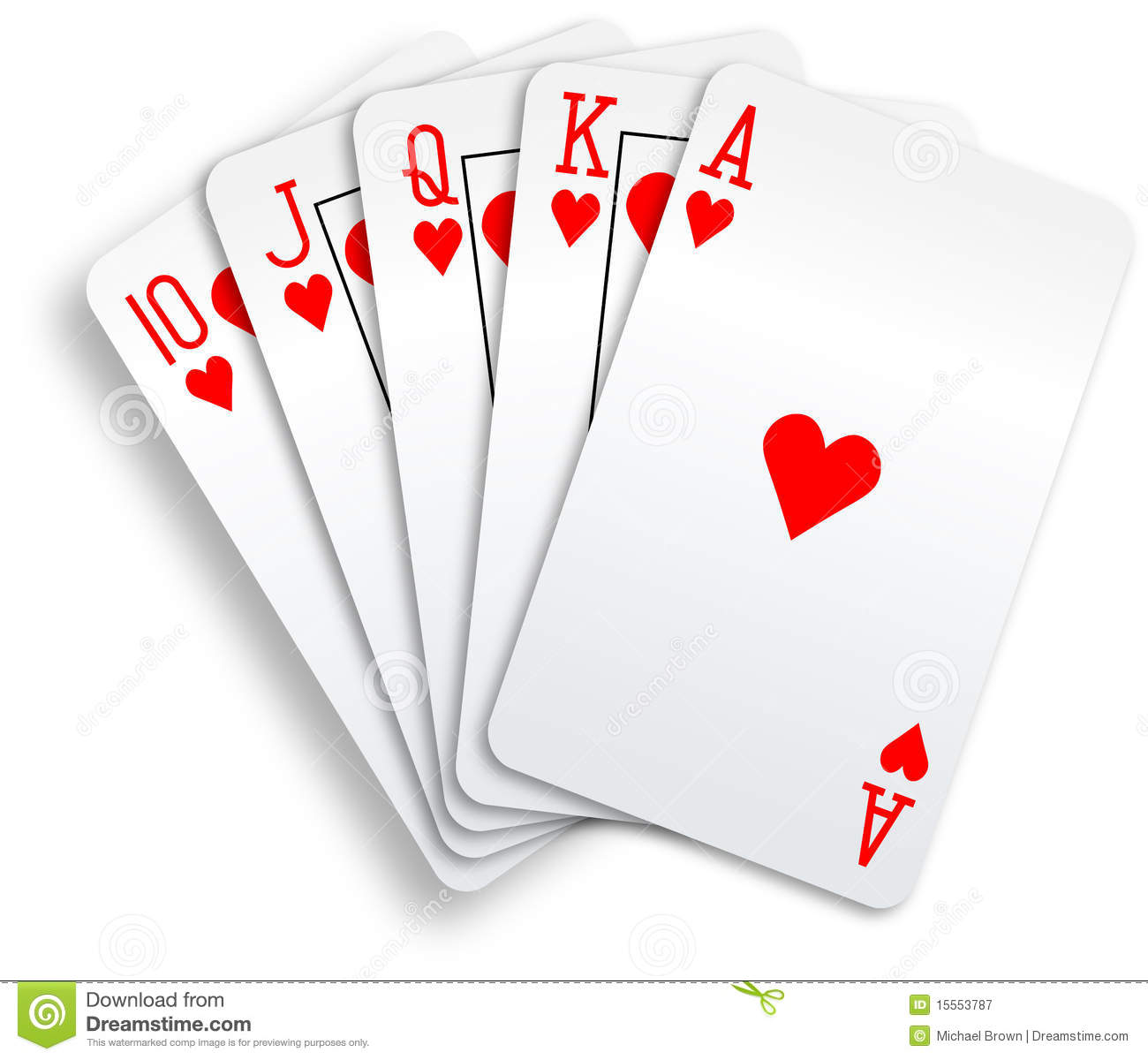 Hearts Royal Flush Playing Cards Poker Hand Royalty Free Stock