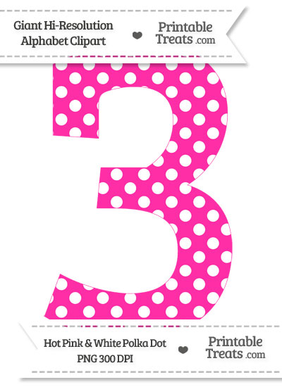Hot Pink Polka Dot Number 3 Clipart From Printabletreats Com