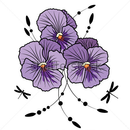 Ilustraci N Vectorial De Flores De Violetas Pensamientos Y Lib Lulas