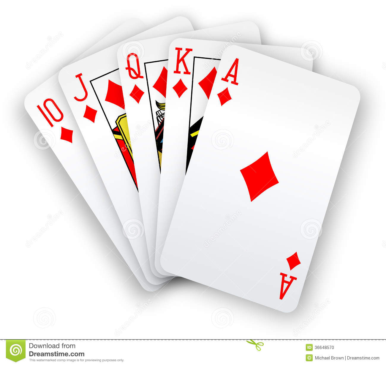 Poker Cards Straight Flush Diamonds Hand Stock Photo   Image  36648570