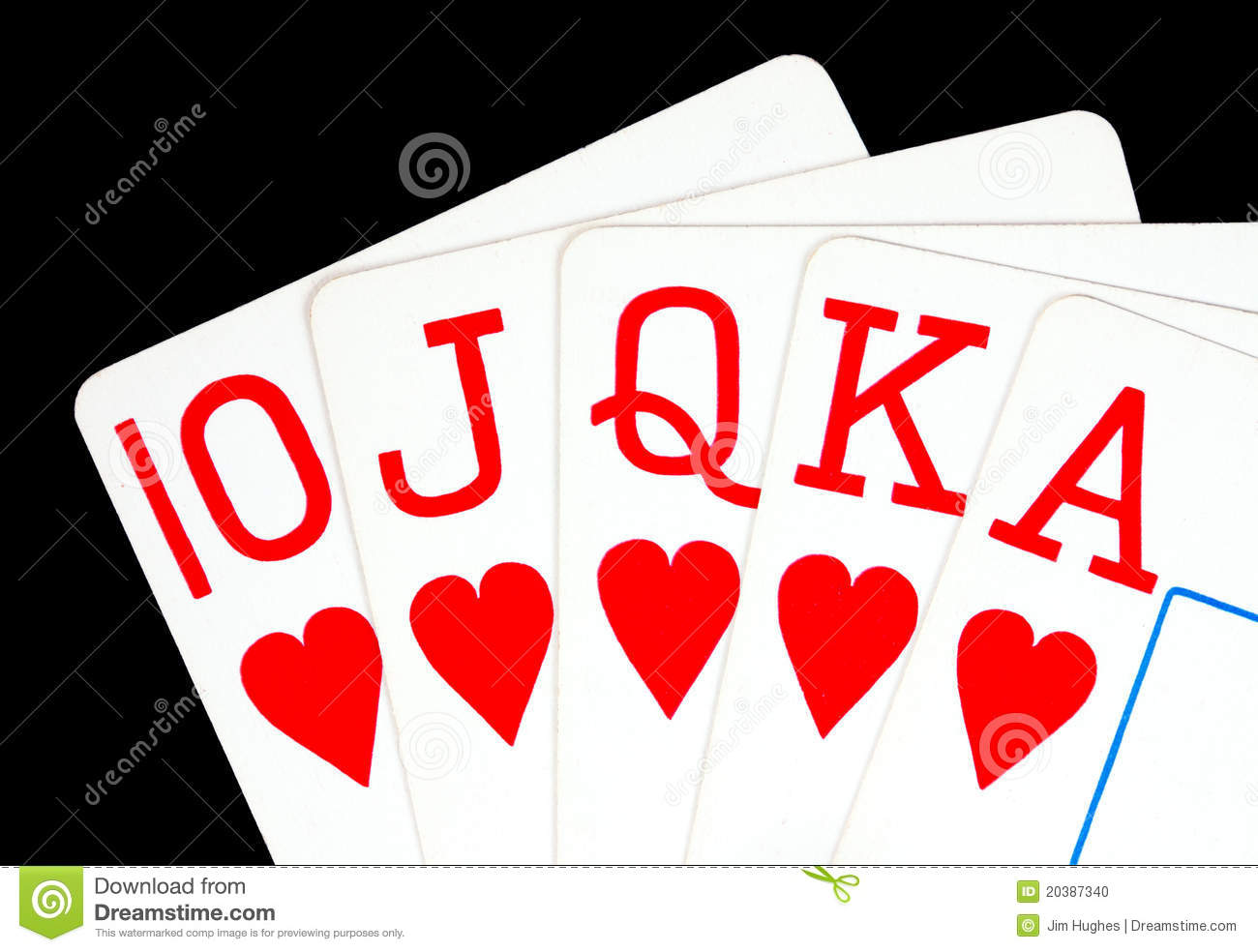 Royal Flush Poker Hand   10 Jack Queen King Ace Of Hearts